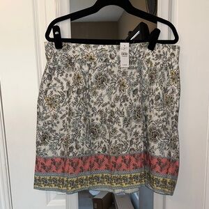 NWT LOFT Floral A-Line Skirt with Pink and Yellow Accents